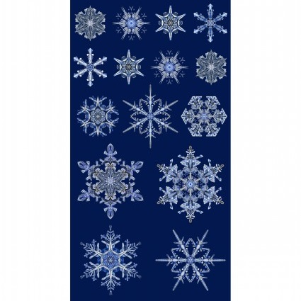 Benartex - Artful Snowflake - 24' Snowflake Panel, Blue