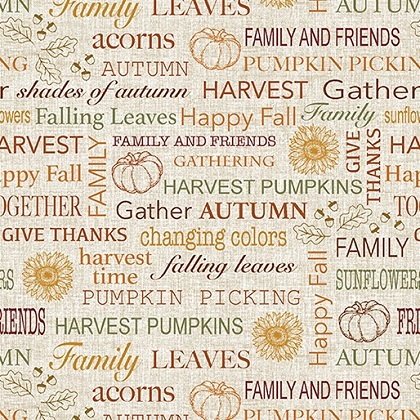 Benartex - Harvest Farm - Rustic Autumn Sentiments, Natural