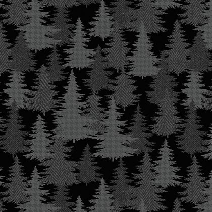 Benartex Traditions - Winter Forest - Tree Forest, Charcoal