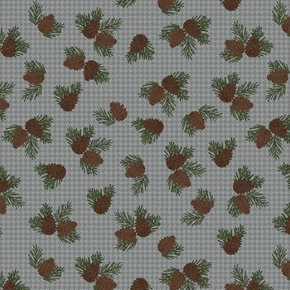 Benartex Traditions - Winter Forest - Wooly Pine Cone, Grey
