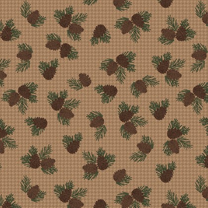 Benartex Traditions - Winter Forest - Wooly Pine Cone, Russet