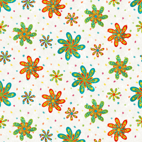 Blank Quilting - Color Burst - Daisies with Dots, Marshmallow