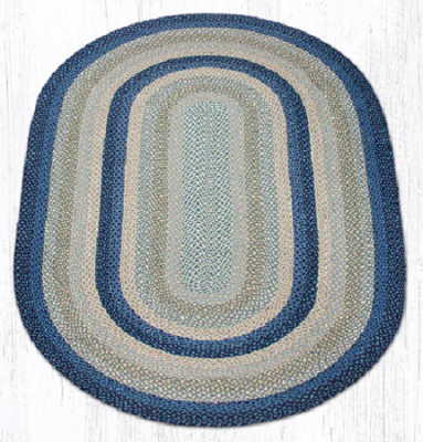 Braided Rug - Blue/Taupe/Ivory, 6' X 9' (Oval)
