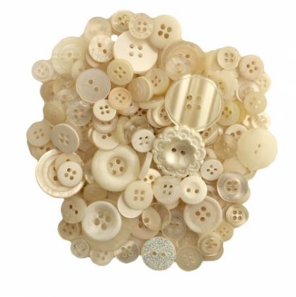 Buttons - Buttons Galore - Antique White Buttons in Mason Jar