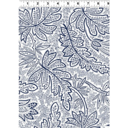 Clothworks - Andalusia - Leaf, Navy