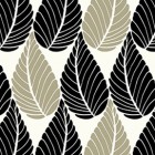 Clothworks - Elcott Park - Black & Olive Leaves, White