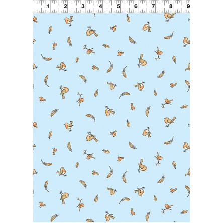 Clothworks - Guess How Much I Love You 2020 - Birds & Feathers, Light Blue