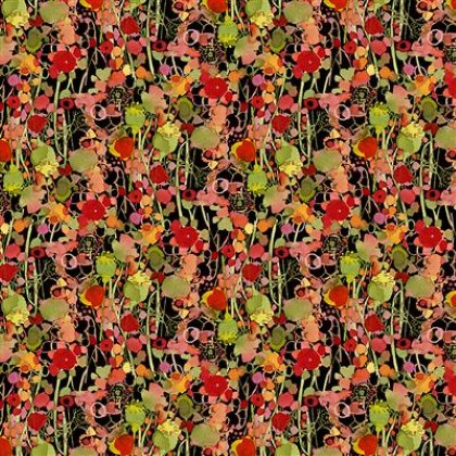 Clothworks - Poppy Dreams - Berries & Buds, Black