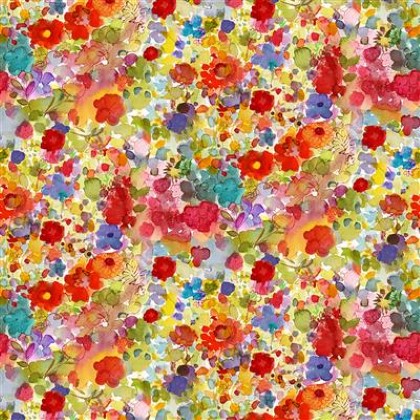 Clothworks - Poppy Dreams - Washed Floral, Multi