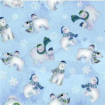 Clothworks - Snowville - Polar Bears, Light Blue