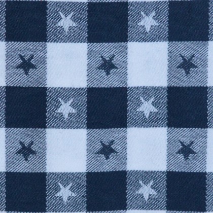 Dunroven House - Tea Towel - Jacquard Woven Check w/Stars, Navy