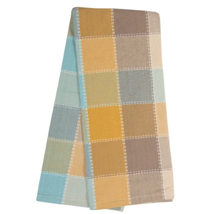 Dunroven House - Tea Towel - Plain Weave Color Block W/Stitched Outlines, Gold
