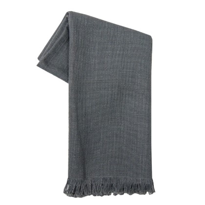Dunroven House - Tea Towel - Slubbed Weave, Fringe Finish, Charcoal