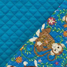 Fabri-Quilt - Quilted Fabrics - Mystic Forest Monkeys, Blue