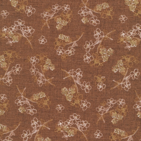 Fabri-Quilt - Topaz - Etched Floral, Brown