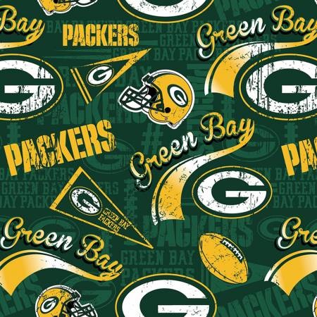 Fabric Traditions - NFL - Green Bay Packers - Retro Tossed, Green
