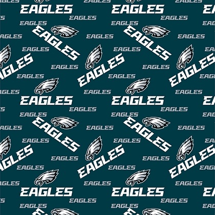 Fabric Traditions - NFL - Philadelphia Eagles - Scattered Logos, Green