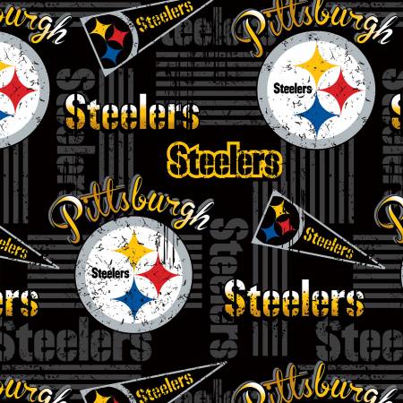 Fabric Traditions - NFL - Pittsburgh Steelers- Retro, Black/Multi
