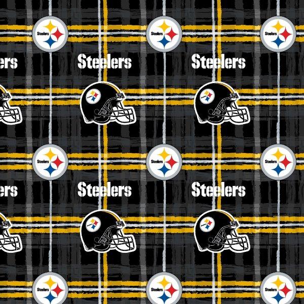 Fabric Traditions - NFL Flannel - 43' Pittsburgh Steelers, Black Plaid