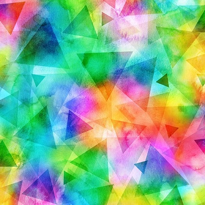 Hoffman - Painted Prism - Spectrum Digital Print, Rainbow Triangles