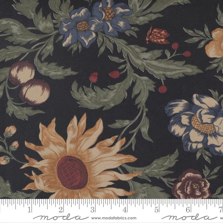 Moda - Daffodils And Dragonflies - Large Floral, Black
