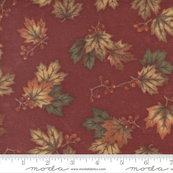 Moda - Fall Melody Flannel - Leaves and Berries, Crimson