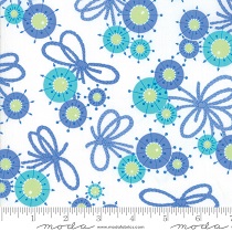 Moda - Flower Sacks - Flower Yarn Ties, Blue/White