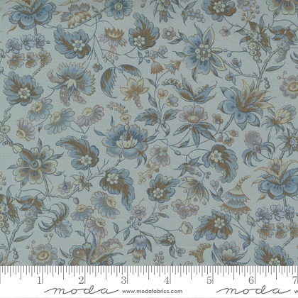 Moda - Regency Somerset Blues - Wellington Floral, Parma Gray