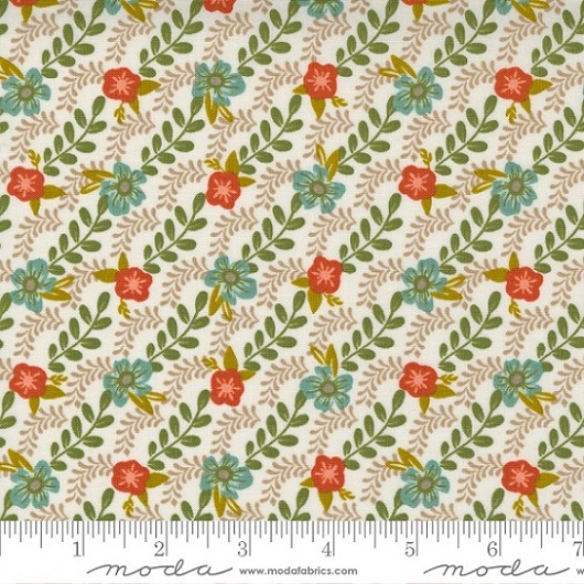 Moda - Songbook - Trellis Climb Floral Stripe, Dove Wing