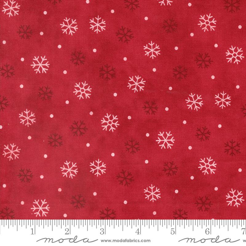 Moda - Woodland Winter - Snowflakes, Cardinal Red