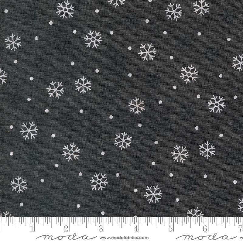 Moda - Woodland Winter - Snowflakes, Charcoal Black