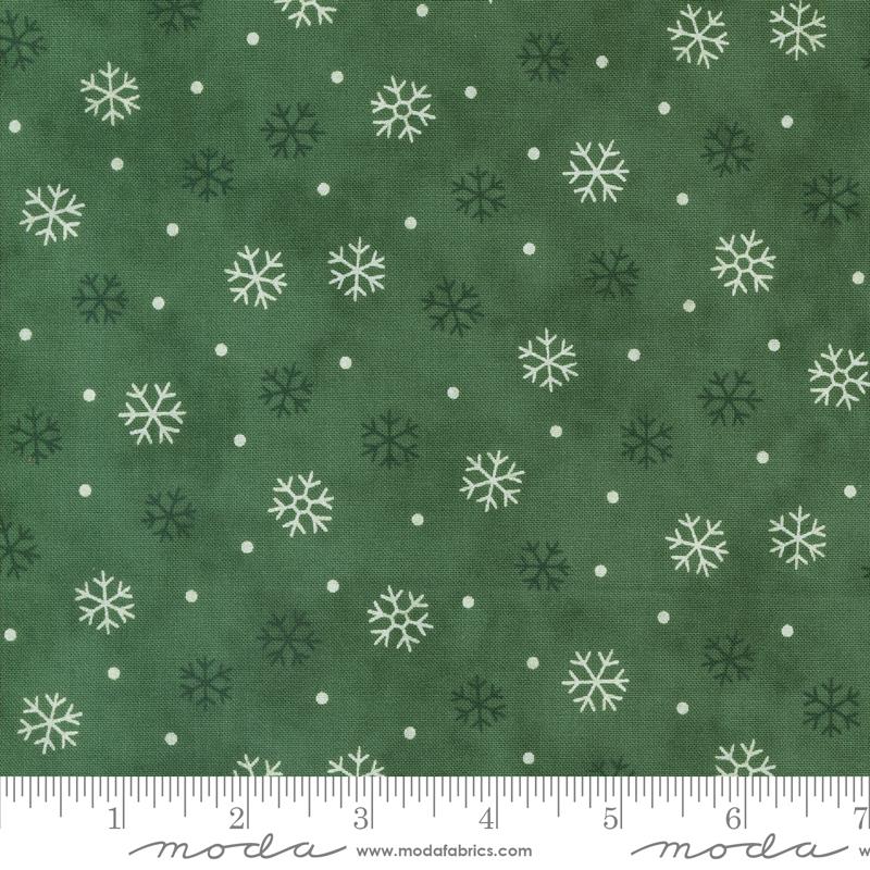 Moda - Woodland Winter - Snowflakes, Pine Green