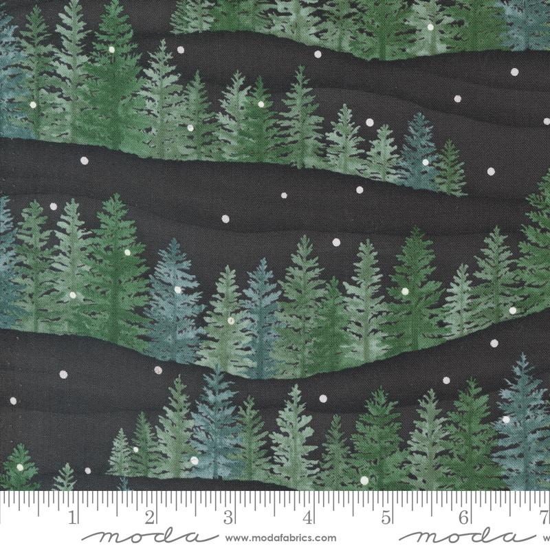 Moda - Woodland Winter - Tree Landscape, Charcoal Black