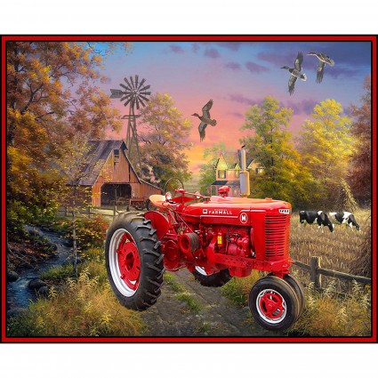 Print Concepts - Farmall Prints - 36' Panel Tractor & Cows, Fall Scene