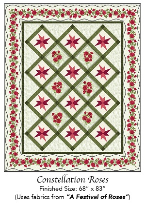 Quilting Pattern - Constellation Roses - 68' x 83'