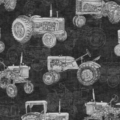 Quilting Treasures - Country Farm - Tractors, Charcoal