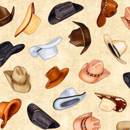 Quilting Treasures - Lil' Bit Country - Cowboy Hats, Oatmeal