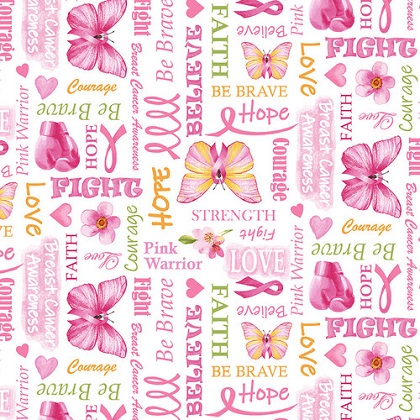 Studio E - A Pink Celebration - Word Print, White