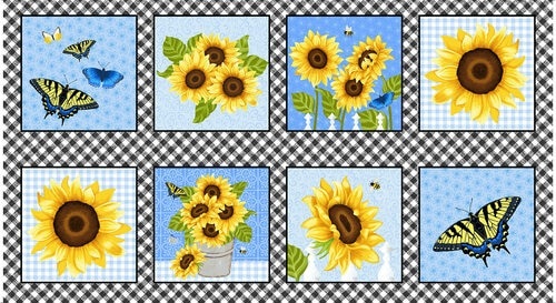 Studio E - Sunny Sunflowers - 24' Sunflower Block Panel, Multi