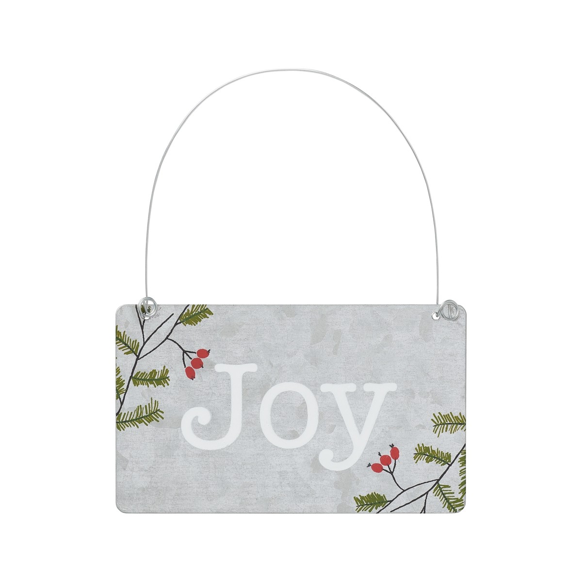 Tin Ornament - Joy w/Berries