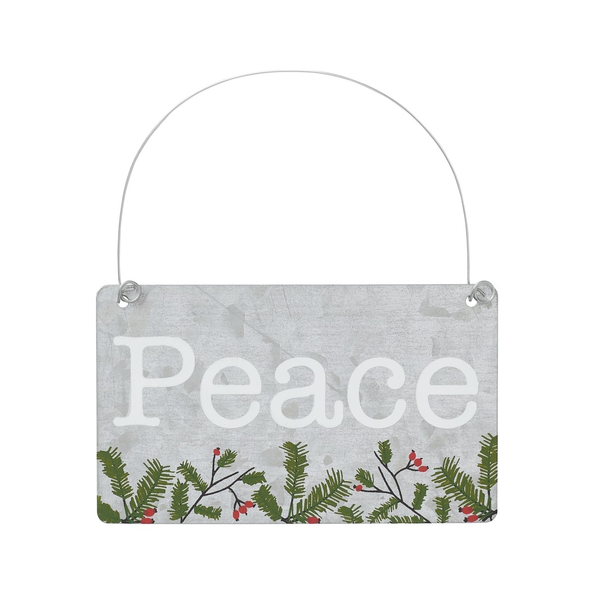 Tin Ornament - Peace w/Berries