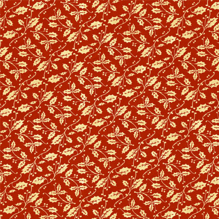 Wilmington Prints - Christmas Emporium - Holly Leaves, Red/Tan