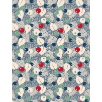 Wilmington Prints - Fall Frolic - Berries And Leaves, Blue