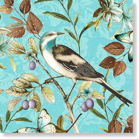 Wilmington Prints - Forest Walk - Vines And Birds, Blue