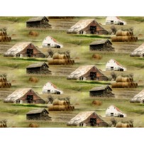 Wilmington Prints - Greener Pastures 1 - Barns, Grass