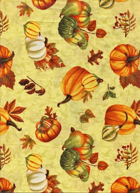 Wilmington Prints - Harvest Abundance - Pumpkin And Leaves, Green