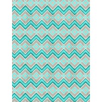 Wilmington Prints - Isabella - Chevrons And Diamonds, Tuquoise/Light Gray