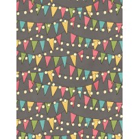 Wilmington Prints - On The Road Again - Bunting And Lights, Gray