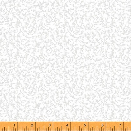 Windham Fabric - Opposites Attract - Scrollwork, White on White
