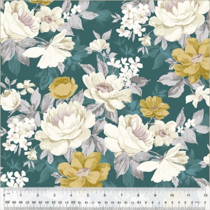 Windham Fabrics - Blake - Elegant Bouquet, Spruce